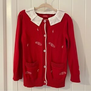Ferrari Girl Cardigan with removable collar; Red; 3 year